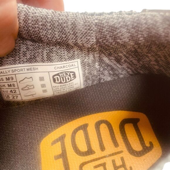 Hey Dude | Wally Sport Mesh Slip-On Loafers | Charcoal Gray | Size 9 | GUC - Picture 10 of 12